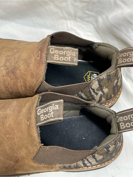 Georgia Boot Brown Slip-On camouflage Work Loafers men sz 12